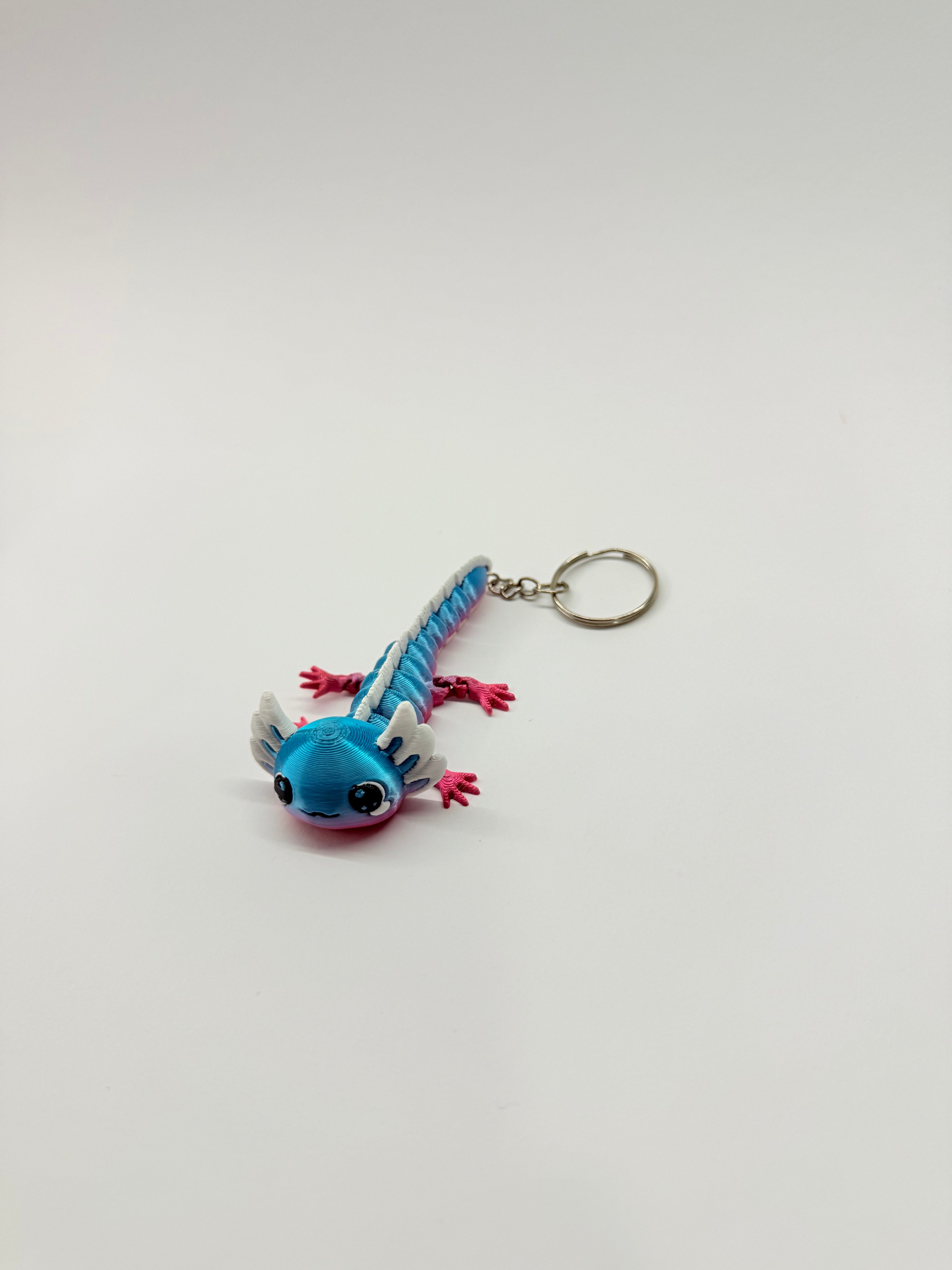 Flexi axolotl keychain