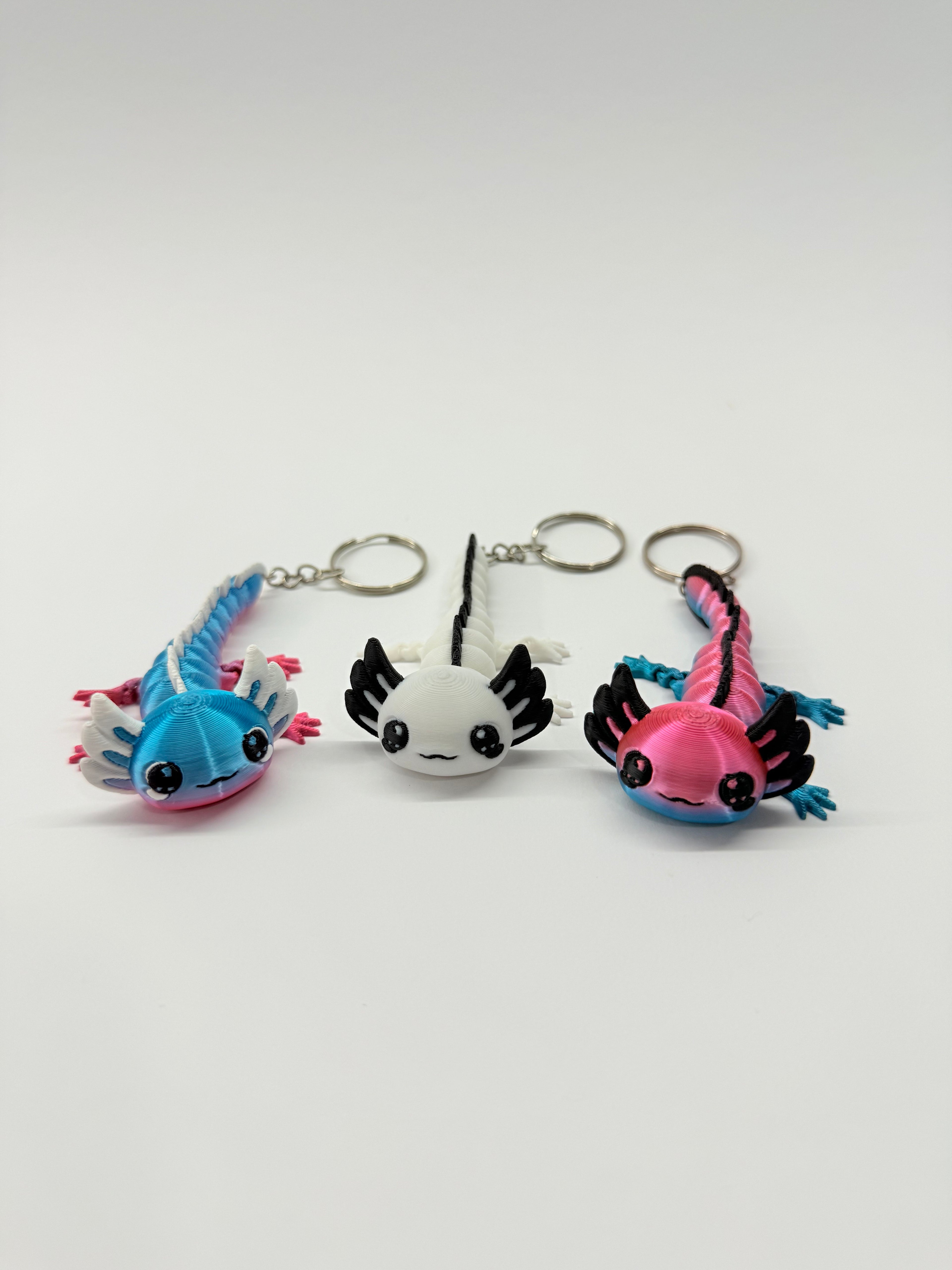 Flexi axolotl keychain